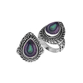 Sterling Silver Balinese Mystic Quartz Ring With Elegant Pear Shape Design